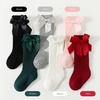 BQUBO Baby Knee High Sock Newborn Toddler Kids Girl Dress Socks Baby Knit Stocking Cotton Infant Bow Socks for 0-7 Years(6 Pairs: Black/Grey/Pink/Green/White/Red)