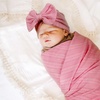 BQUBO Newborn Receiving Blankets Cotton Warm Sleepsack with Mittens & Bow Hats Hospital Baby Swaddling Shower Gift(3 Set Plain: Bow Hat + Mitten + Blanket (J))