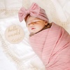 BQUBO Newborn Receiving Blankets Cotton Warm Sleepsack with Mittens & Bow Hats Hospital Baby Swaddling Shower Gift(3 Set Plain: Bow Hat + Mitten + Blanket (E))