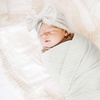 BQUBO Newborn Receiving Blankets Cotton Warm Sleepsack with Mittens & Bow Hats Hospital Baby Swaddling Shower Gift(3 Set Plain: Bow Hat + Mitten + Blanket (L))