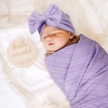 BQUBO Newborn Receiving Blankets Cotton Warm Sleepsack with Mittens & Bow Hats Hospital Baby Swaddling Shower Gift(3 Set Plain: Bow Hat + Mitten + Blanket (G))
