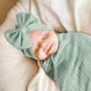 BQUBO Newborn Receiving Blankets Cotton Warm Sleepsack with Mittens & Bow Hats Hospital Baby Swaddling Shower Gift(3 Set Plain: Bow Hat + Mitten + Blanket (I))