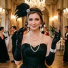 DRESHOW 1920s Great Gatsby Accessories for Women Flapper Headpiece Headband Gloves Costume Harlem Nights Accessories Set(1920s Gatsby Black  Silver Pearl Drop Earrings Set)