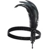DRESHOW 1920s Great Gatsby Accessories for Women Flapper Headpiece Headband Gloves Costume Harlem Nights Accessories Set(1920s Gatsby Black Grey Feather  Silver Pearl Set)