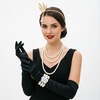 DRESHOW 1920s Great Gatsby Accessories for Women Flapper Headpiece Headband Gloves Costume Harlem Nights Accessories Set(1920s Gatsby Gold  Pearl Floral Bracelet Set)