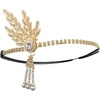 DRESHOW 1920s Great Gatsby Accessories for Women Flapper Headpiece Headband Gloves Costume Harlem Nights Accessories Set(1920s Gatsby Gold  Pearl Floral Bracelet Set)