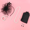 DRESHOW 1920s Great Gatsby Accessories for Women Flapper Headpiece Headband Gloves Costume Harlem Nights Accessories Set(5 Pcs Set Style 2: Black)