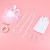DRESHOW 1920s Great Gatsby Accessories for Women Flapper Headpiece Headband Gloves Costume Harlem Nights Accessories Set(5 Pcs Set Style 2: White)