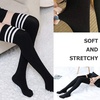 DRESHOW 6 Pairs High Thigh Socks Striped Over Knee Thin Tights Long Stocking for Women Leg Warmer(6 Pairs: Black  Navy  Burgundy (Striped & Solid))