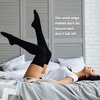 DRESHOW 6 Pairs High Thigh Socks Striped Over Knee Thin Tights Long Stocking for Women Leg Warmer(6 Pairs: Black Ab)