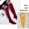 DRESHOW 6 Pairs High Thigh Socks Striped Over Knee Thin Tights Long Stocking for Women Leg Warmer(6 Pairs High Thigh: Pink  Ginger  Green  Navy  Burgundy  Black)