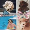 DRESHOW 8 Pack Headbands for Women Yoga Knotted Headbands Elastic Criss Cross Hair Accessories Sports Head Wrap Non Slip(8 Pack Flower Printed Cross B)