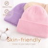 DRESHOW BQUBO 3 Pack Baby Beanies Toddler Kids Winter Hats Soft Knit Hat for Baby Boys Girls Warm Cap Beanies(3 Pack Knit Cap: Beige  Pink  Light Purple)
