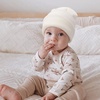 DRESHOW BQUBO 3 Pack Baby Beanies Toddler Kids Winter Hats Soft Knit Hat for Baby Boys Girls Warm Cap Beanies(3 Pack Knit Cap: White  Beige  Light Pink)