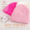 DRESHOW BQUBO 3 Pack Baby Beanies Toddler Kids Winter Hats Soft Knit Hat for Baby Boys Girls Warm Cap Beanies(3 Pack Knit Cap: White  Light Pink  Rose)