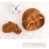 DRESHOW BQUBO 3 Pack Baby Beanies Toddler Kids Winter Hats Soft Knit Hat for Baby Boys Girls Warm Cap Beanies(3 Sets Knit Hat & Mittens: Beige  Caramel  Black)