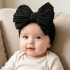 DRESHOW BQUBO Handmade Baby Headbands Soft & Stretchy Hair Bands with Bows Nylon Bows Hairbands for Girls Newborn Infant Toddlers Hair Accessories 3 pack(3 Pack Bow Knit Spiral Patterned: White  Pink  Black)