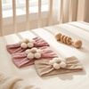 DRESHOW BQUBO Handmade Baby Headbands Soft & Stretchy Hair Bands with Bows Nylon Bows Hairbands for Girls Newborn Infant Toddlers Hair Accessories 3 pack(3 Pcs: Beige/Pink/Dark Pink)