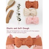 DRESHOW BQUBO Handmade Baby Headbands Soft & Stretchy Hair Bands with Bows Nylon Bows Hairbands for Girls Newborn Infant Toddlers Hair Accessories 3 pack(3 Pcs Baby Bow Headband Set: Rust  Pink  Cream)