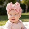 DRESHOW BQUBO Handmade Baby Headbands Soft & Stretchy Hair Bands with Bows Nylon Bows Hairbands for Girls Newborn Infant Toddlers Hair Accessories 3 pack(3 Pack Twists Patterned Bows: Light Pink  Pink  Beige)