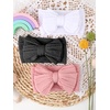 DRESHOW BQUBO Handmade Baby Headbands Soft & Stretchy Hair Bands with Bows Nylon Bows Hairbands for Girls Newborn Infant Toddlers Hair Accessories 3 pack(3 Pack Bow Knit Spiral Patterned: White  Pink  Black)