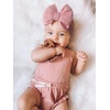 DRESHOW BQUBO Handmade Baby Headbands Soft & Stretchy Hair Bands with Bows Nylon Bows Hairbands for Girls Newborn Infant Toddlers Hair Accessories 3 pack(3 Pack Bow Knit Spiral Patterned: White  Beige-pink  Pink)