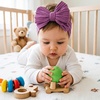 DRESHOW BQUBO Handmade Baby Headbands Soft & Stretchy Hair Bands with Bows Nylon Bows Hairbands for Girls Newborn Infant Toddlers Hair Accessories 3 pack(3 Pcs Baby Bow Headband Set: Pink  Lavender  Plum)