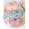 DRESHOW BQUBO Handmade Baby Headbands Soft & Stretchy Hair Bands with Bows Nylon Bows Hairbands for Girls Newborn Infant Toddlers Hair Accessories 3 pack(3 Pack Bow Knit Spiral Patterned D)