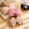 DRESHOW BQUBO Handmade Baby Headbands Soft & Stretchy Hair Bands with Bows Nylon Bows Hairbands for Girls Newborn Infant Toddlers Hair Accessories 3 pack(3 Pack Twists Patterned Bows: Pink  Light Pink  Beige-pink)