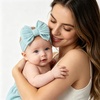 DRESHOW BQUBO Handmade Baby Headbands Soft & Stretchy Hair Bands with Bows Nylon Bows Hairbands for Girls Newborn Infant Toddlers Hair Accessories 3 pack(3 Pack Bow Knit Spiral Patterned D)