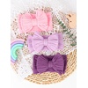 DRESHOW BQUBO Handmade Baby Headbands Soft & Stretchy Hair Bands with Bows Nylon Bows Hairbands for Girls Newborn Infant Toddlers Hair Accessories 3 pack(3 Pcs Baby Bow Headband Set: Pink  Lavender  Plum)
