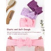 DRESHOW BQUBO Handmade Baby Headbands Soft & Stretchy Hair Bands with Bows Nylon Bows Hairbands for Girls Newborn Infant Toddlers Hair Accessories 3 pack(3 Pcs Baby Bow Headband Set: Pink  Lavender  Plum)
