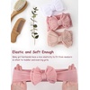DRESHOW BQUBO Handmade Baby Headbands Soft & Stretchy Hair Bands with Bows Nylon Bows Hairbands for Girls Newborn Infant Toddlers Hair Accessories 3 pack(3 Pack Bow Knit Spiral Patterned: White  Beige-pink  Pink)
