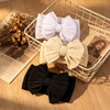 DRESHOW BQUBO Handmade Baby Headbands Soft & Stretchy Hair Bands with Bows Nylon Bows Hairbands for Girls Newborn Infant Toddlers Hair Accessories 3 pack(3 Pack Twists Patterned Bows: White  Black  Beige)