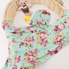 DRESHOW BQUBO Newborn Receiving Blanket with Bow Hat Set Flower Print Baby Swaddle Blankets with Beanie Nursery Swaddle Wrap 3 Sets(1 Set Printed: Bow Hat + Blanket (Classic Green))