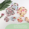 DRESHOW BQUBO Newborn Receiving Blanket with Bow Hat Set Flower Print Baby Swaddle Blankets with Beanie Nursery Swaddle Wrap 3 Sets(3 Floral Sets: Blanket + Bow Hat + Mittens + Birth Announcement Card G)