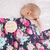 DRESHOW BQUBO Newborn Receiving Blanket with Bow Hat Set Flower Print Baby Swaddle Blankets with Beanie Nursery Swaddle Wrap 3 Sets(3 Floral Sets: Blanket + Bow Hat + Mittens + Birth Announcement Card D)