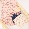 DRESHOW BQUBO Newborn Receiving Blanket with Bow Hat Set Flower Print Baby Swaddle Blankets with Beanie Nursery Swaddle Wrap 3 Sets(3 Floral Sets: Blanket + Bow Hat + Mittens + Birth Announcement Card B)