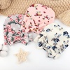 DRESHOW BQUBO Newborn Receiving Blanket with Bow Hat Set Flower Print Baby Swaddle Blankets with Beanie Nursery Swaddle Wrap 3 Sets(3 Sets Printed: Bow Hat + Blanket E)