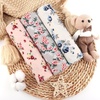 DRESHOW BQUBO Newborn Receiving Blanket with Bow Hat Set Flower Print Baby Swaddle Blankets with Beanie Nursery Swaddle Wrap 3 Sets(3 Sets Printed: Bow Hat + Blanket E)