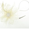 DRESHOW Fascinators Hat Flower Mesh Ribbons Feathers on a Headband and a Clip Tea Party Headwear for Girls and Women(7″ Diameter / Beige)