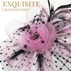 DRESHOW Fascinators Hat Flower Mesh Ribbons Feathers on a Headband and a Clip Tea Party Headwear for Girls and Women(7″ Diameter / Black & Pink)