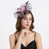 DRESHOW Fascinators Hat Flower Mesh Ribbons Feathers on a Headband and a Clip Tea Party Headwear for Girls and Women(7″ Diameter / Black & Pink)