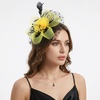 DRESHOW Fascinators Hat Flower Mesh Ribbons Feathers on a Headband and a Clip Tea Party Headwear for Girls and Women(7″ Diameter / Black & Yellow)