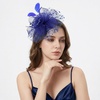 DRESHOW Fascinators Hat Flower Mesh Ribbons Feathers on a Headband and a Clip Tea Party Headwear for Girls and Women(7″ Diameter / Blue Violet)