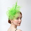 DRESHOW Fascinators Hat Flower Mesh Ribbons Feathers on a Headband and a Clip Tea Party Headwear for Girls and Women(7″ Diameter / Bright Green)