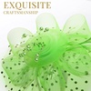 DRESHOW Fascinators Hat Flower Mesh Ribbons Feathers on a Headband and a Clip Tea Party Headwear for Girls and Women(7″ Diameter / Bright Green)