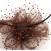 DRESHOW Fascinators Hat Flower Mesh Ribbons Feathers on a Headband and a Clip Tea Party Headwear for Girls and Women(7″ Diameter / Brown)