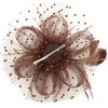 DRESHOW Fascinators Hat Flower Mesh Ribbons Feathers on a Headband and a Clip Tea Party Headwear for Girls and Women(7″ Diameter / Brown)