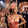 DRESHOW Fascinators Hat Flower Mesh Ribbons Feathers on a Headband and a Clip Tea Party Headwear for Girls and Women(7″ Diameter / Champagne)